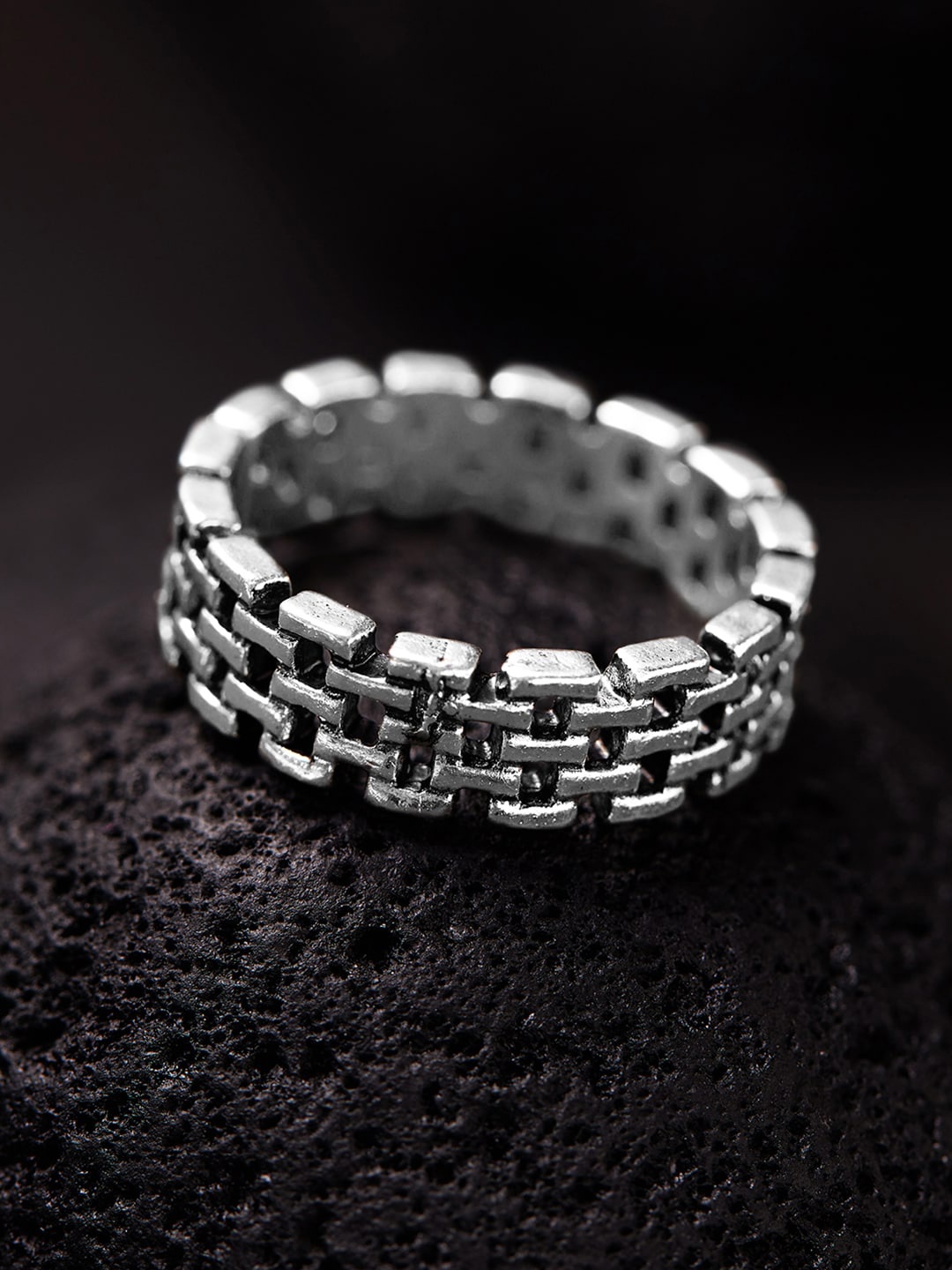 

Roadster Men Silver-Plated Adjustable Finger Ring