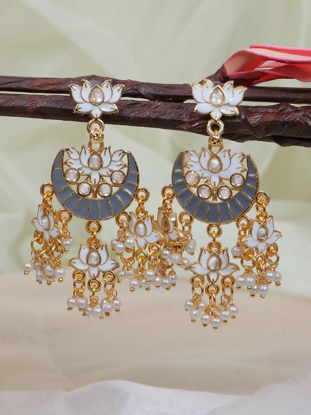 

Crunchy Fashion Grey Contemporary Chandbalis Earrings