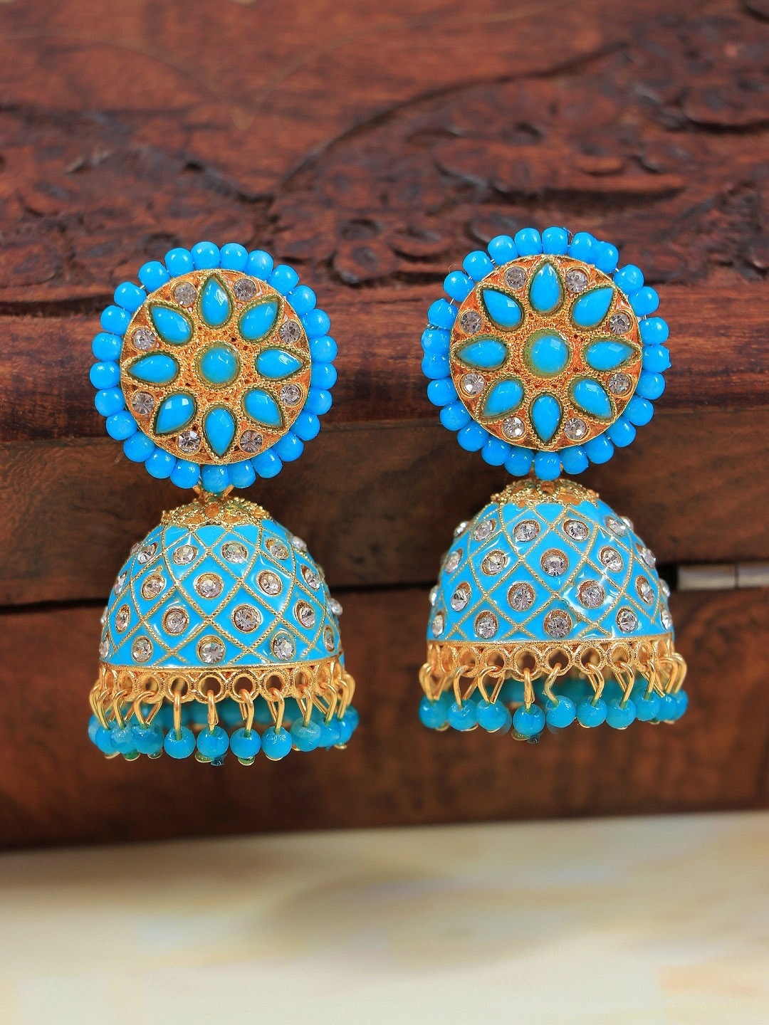 

Crunchy Fashion Blue Contemporary Jhumkas Earrings