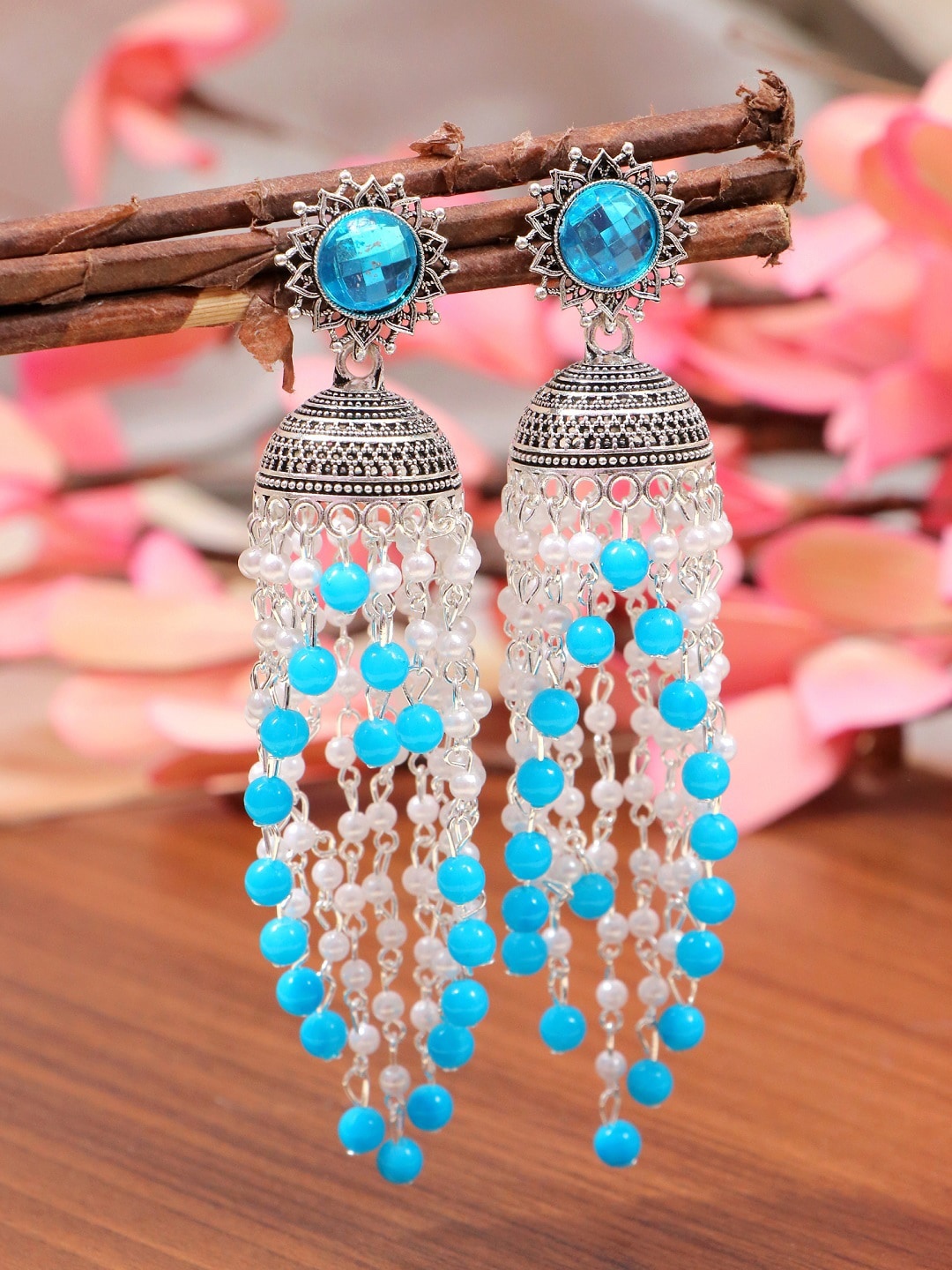 

Crunchy Fashion Blue Contemporary Jhumkas Earrings