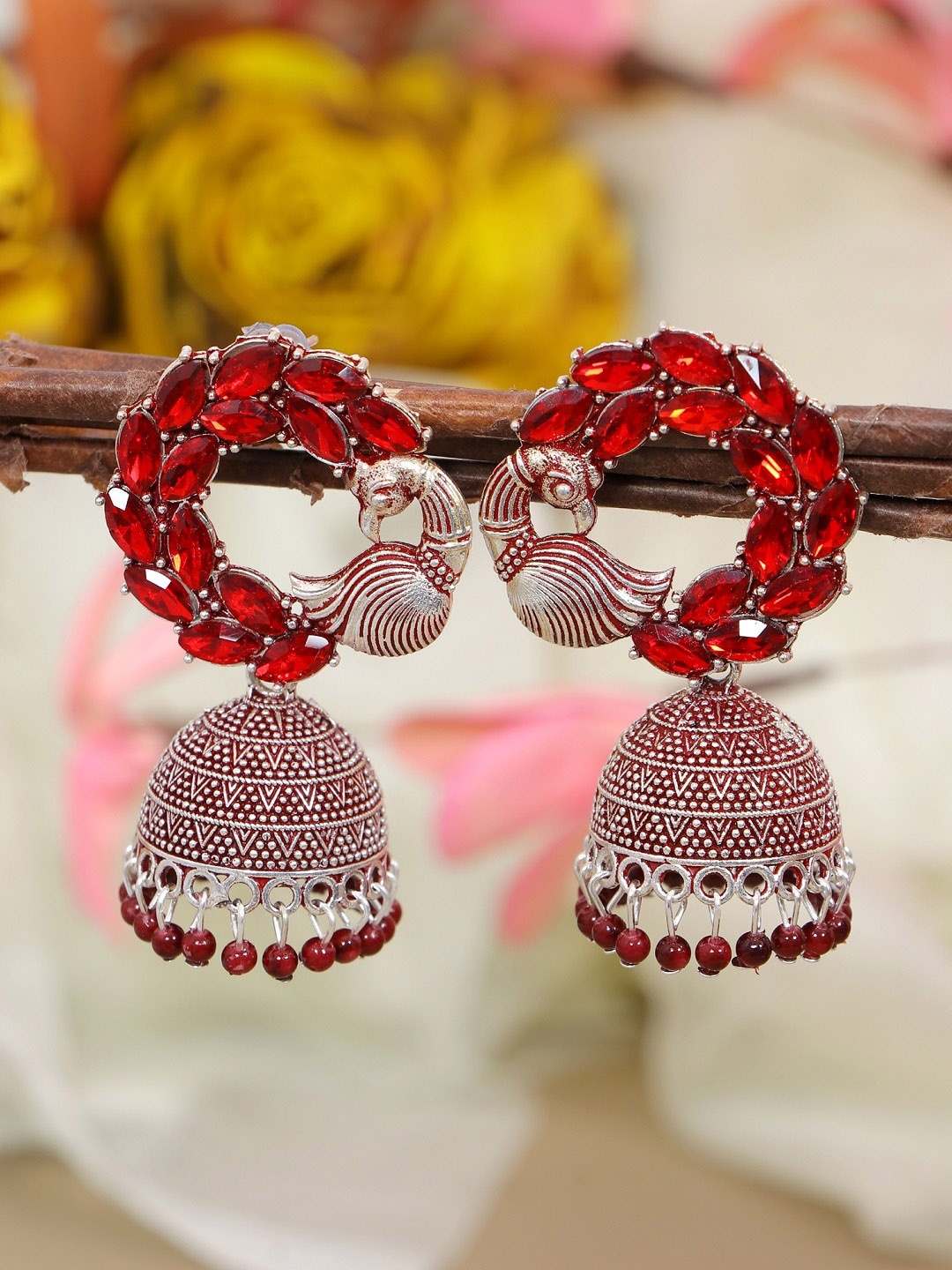 

Crunchy Fashion Maroon Contemporary Jhumkas Earrings