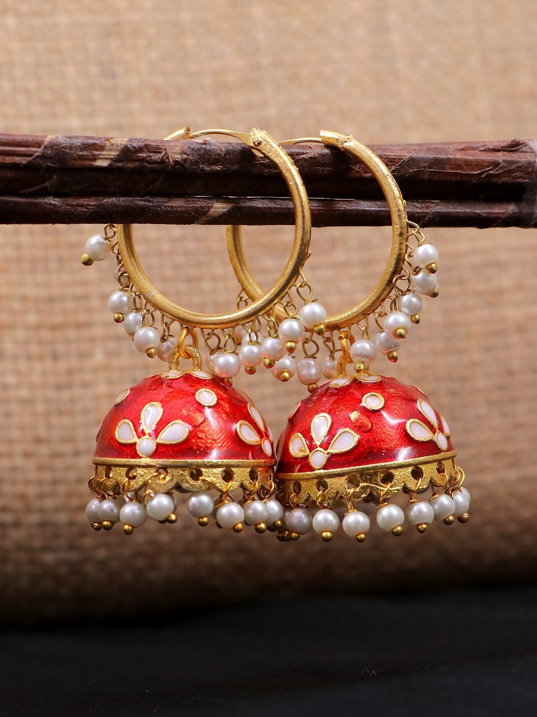 

Crunchy Fashion Red Contemporary Jhumkas Earrings