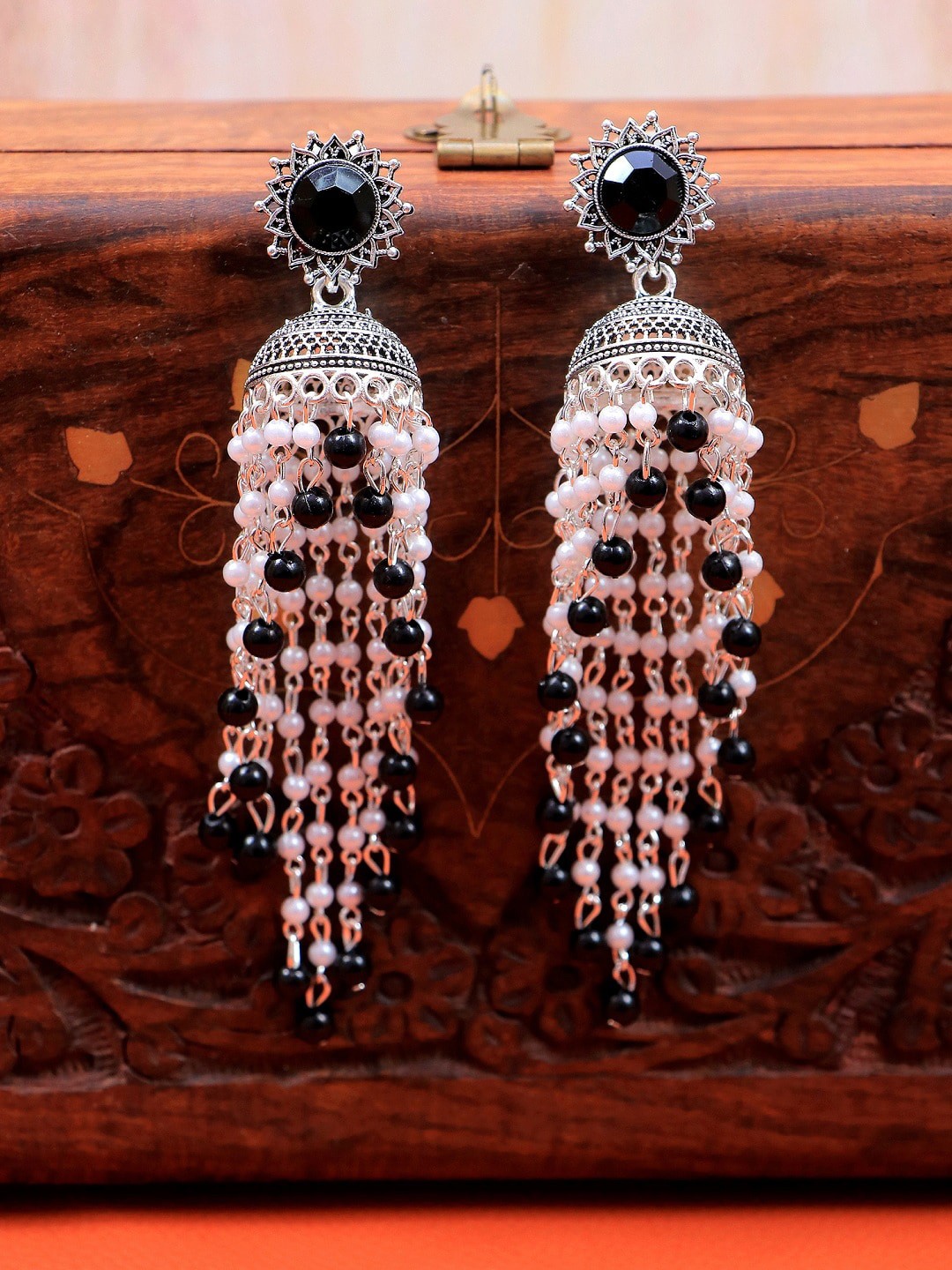

Crunchy Fashion Black Contemporary Jhumkas Earrings