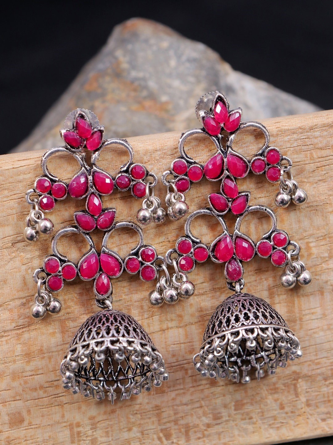

Crunchy Fashion Pink Contemporary Jhumkas Earrings