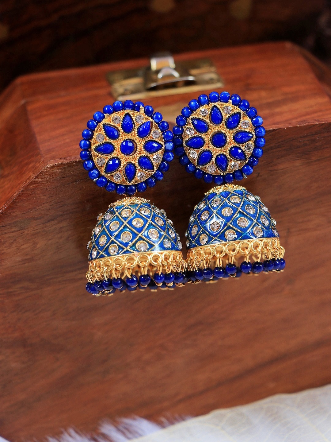 

Crunchy Fashion Blue Contemporary Jhumkas Earrings