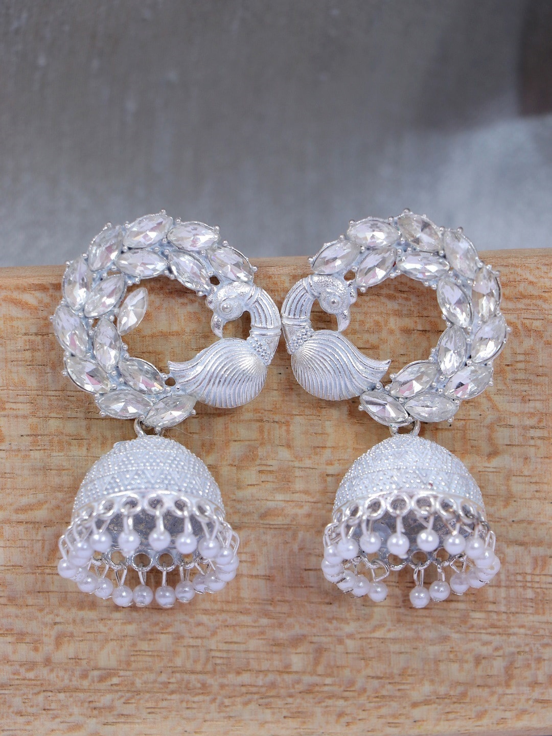 

Crunchy Fashion White Contemporary Jhumkas Earrings