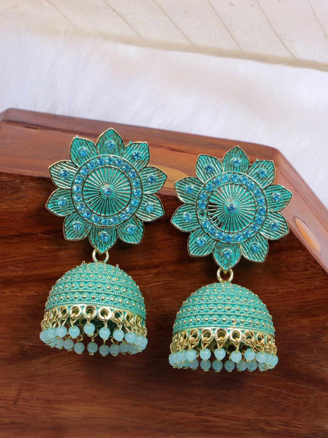 

Crunchy Fashion Blue Contemporary Jhumkas Earrings