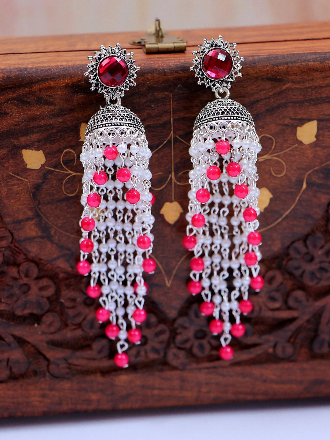 

Crunchy Fashion Pink Contemporary Jhumkas Earrings