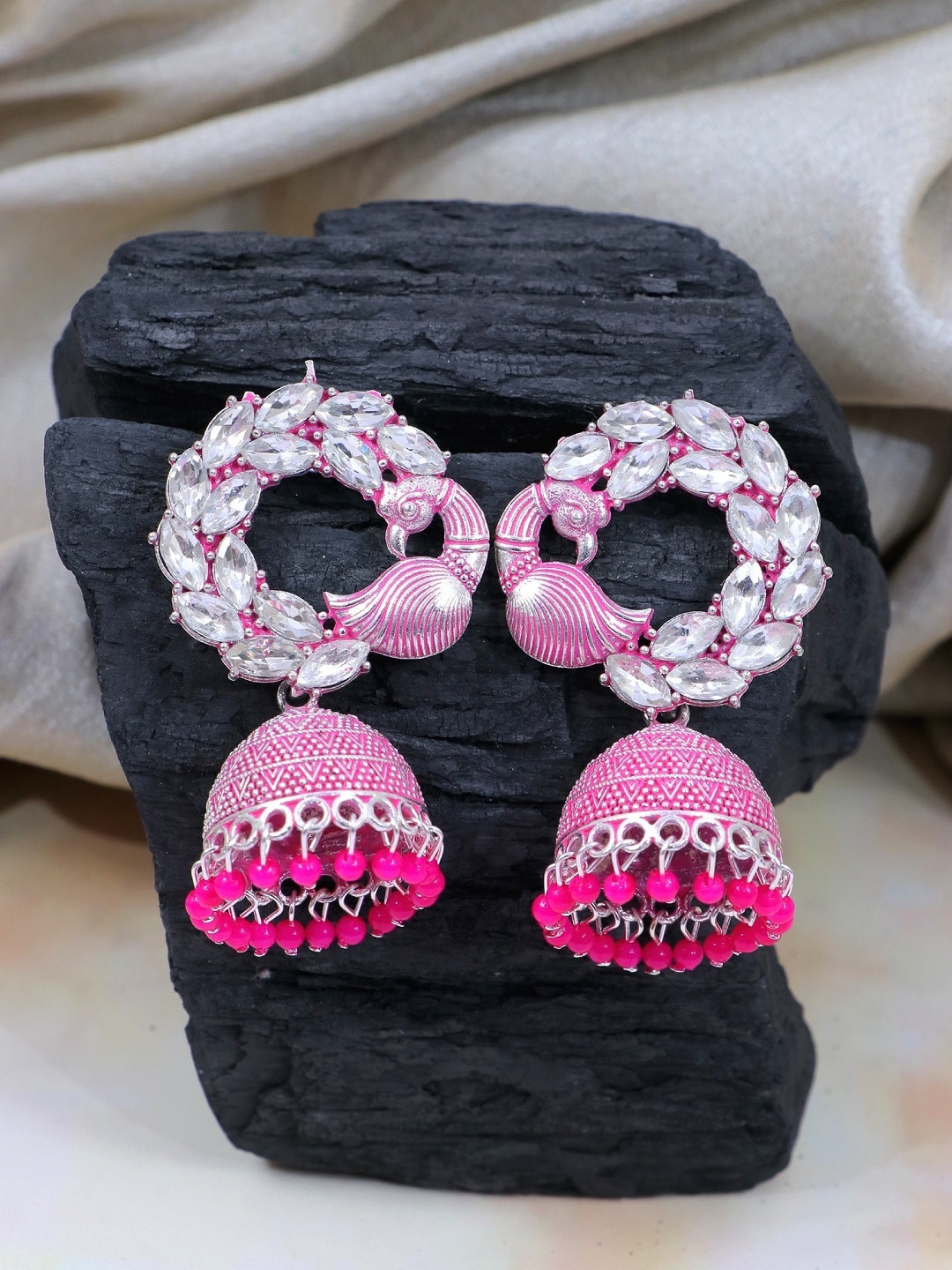 

Crunchy Fashion Pink Contemporary Jhumkas Earrings