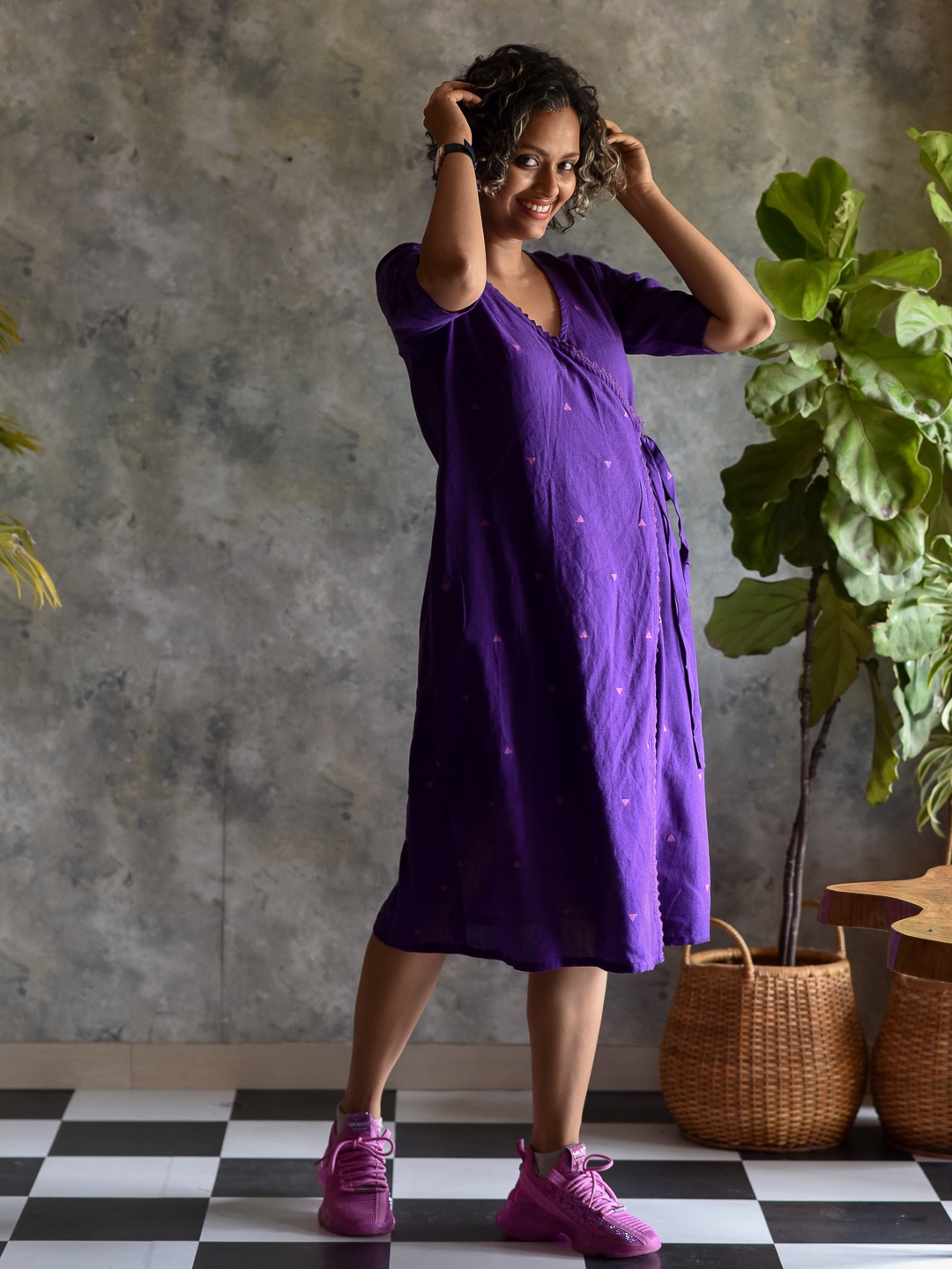 

Suta Women Purple Cotton Midi Dress