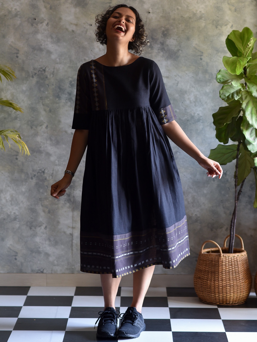 

Suta Black Ethnic Motifs Ethnic Cotton Fit & Flare Dress
