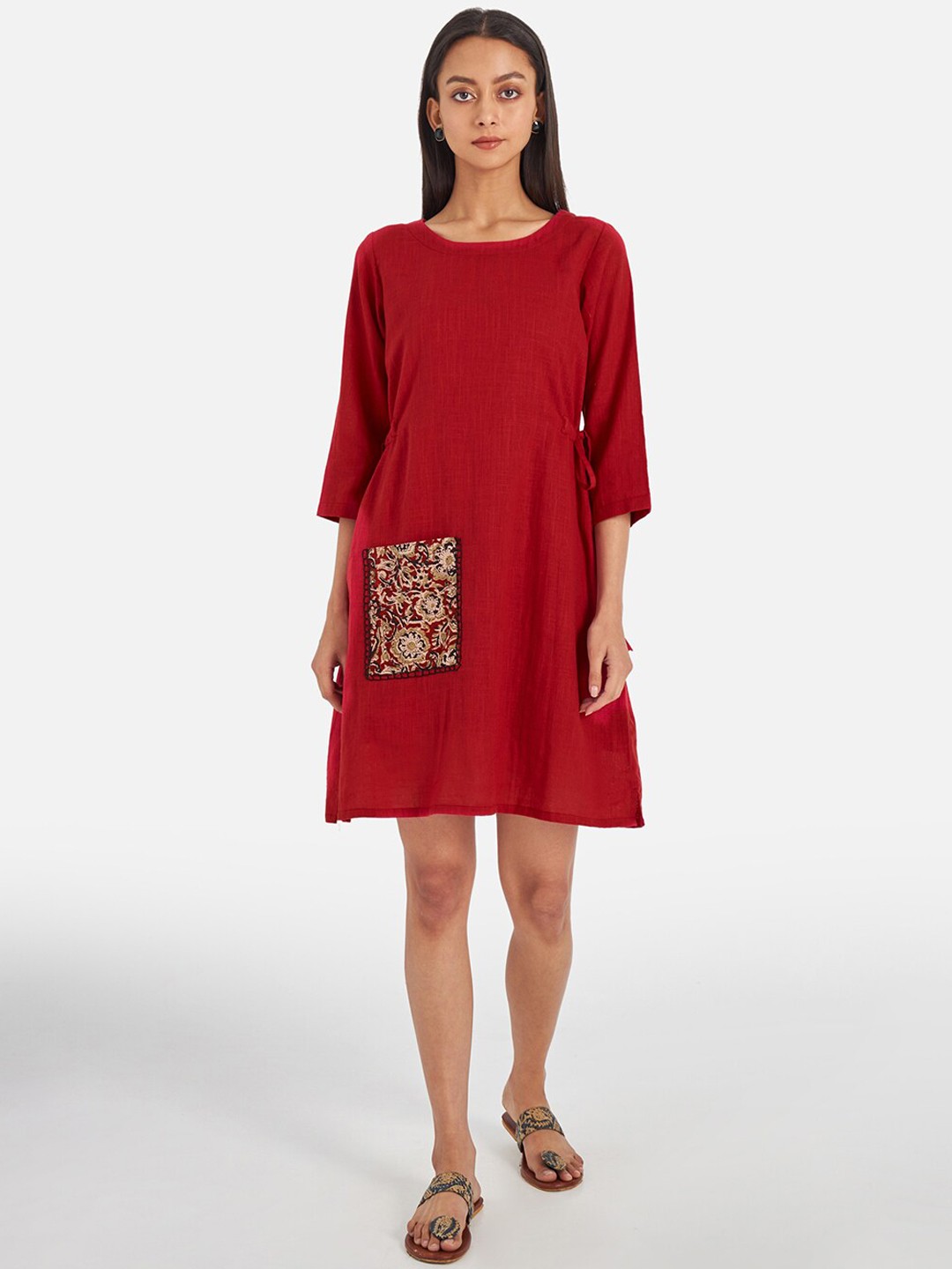 

Suta Women Maroon A-Line Cotton Dress