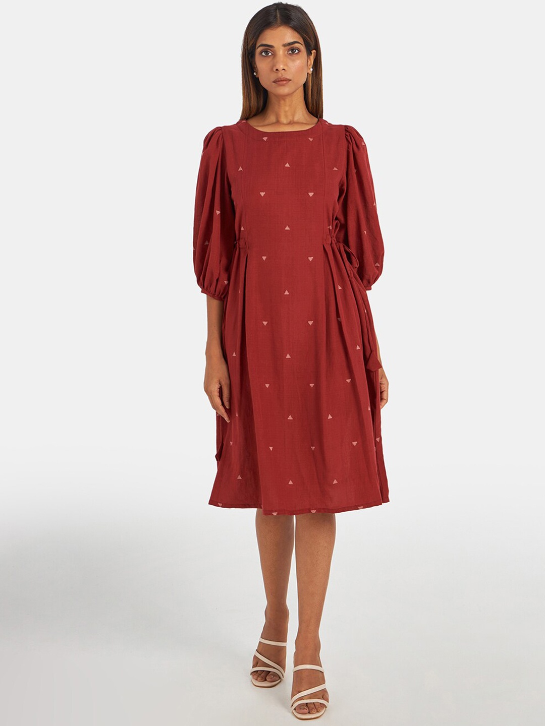 

Suta Women Cotton Fit & Flare Dress, Maroon