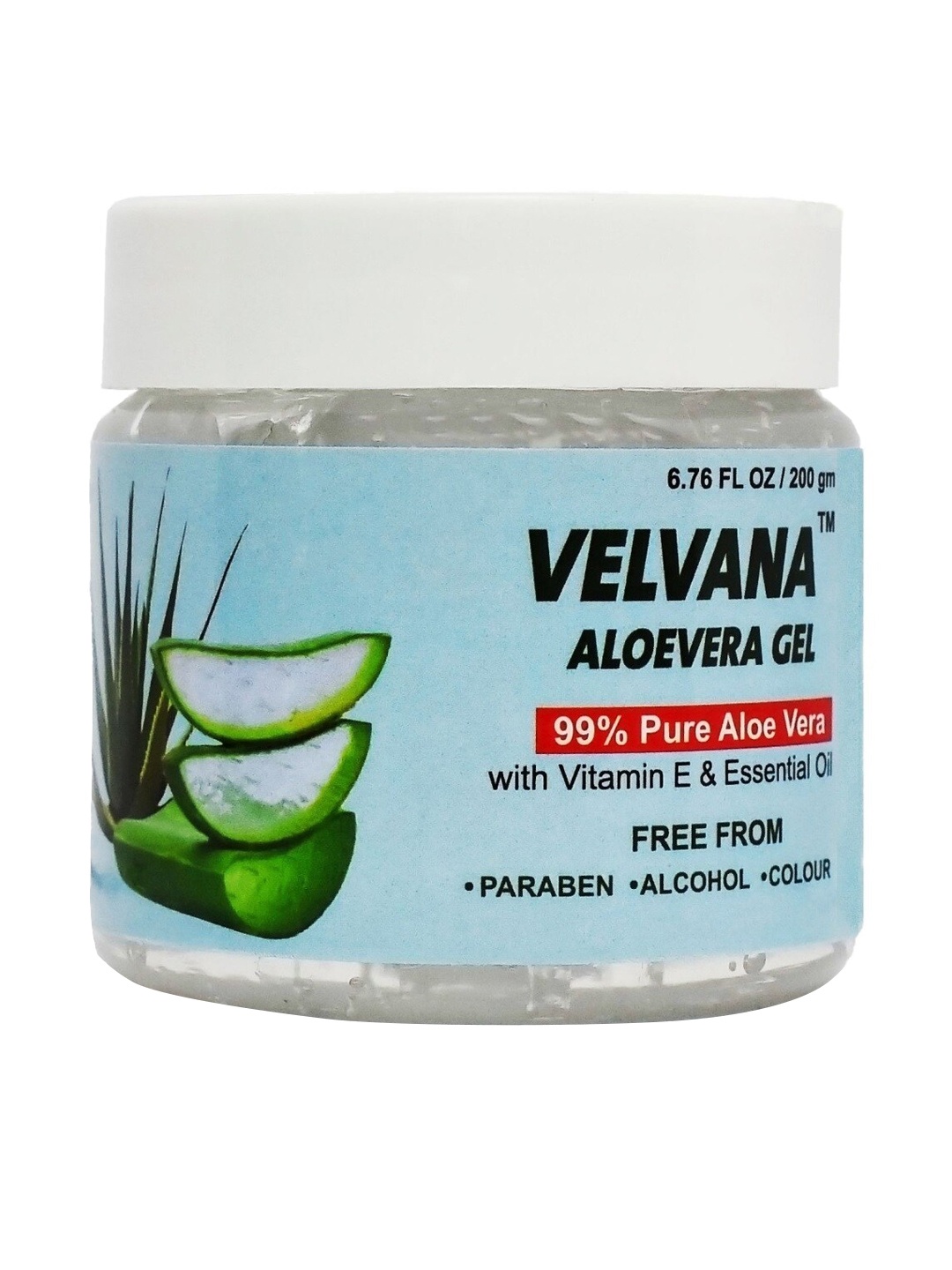 

VELVANA Paraben Free Pure Aloe Vera Gel with Vitamin E & Essential Oil - 200 g, Blue
