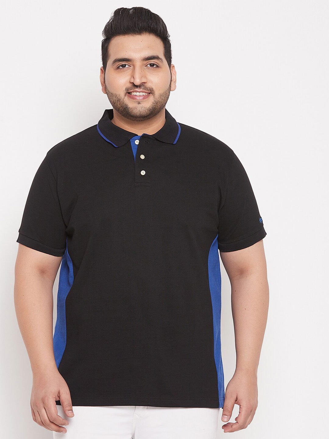 

bigbanana Men Plus Size Black Polo Collar T-shirt