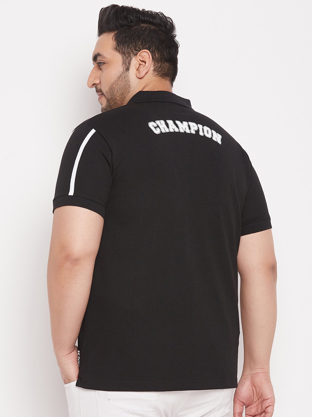 

bigbanana Men Plus Size Black Polo Collar T-shirt