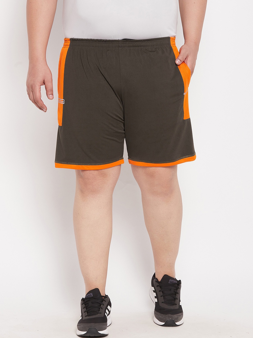 

bigbanana Men Plus Size Olive Green Sports Shorts