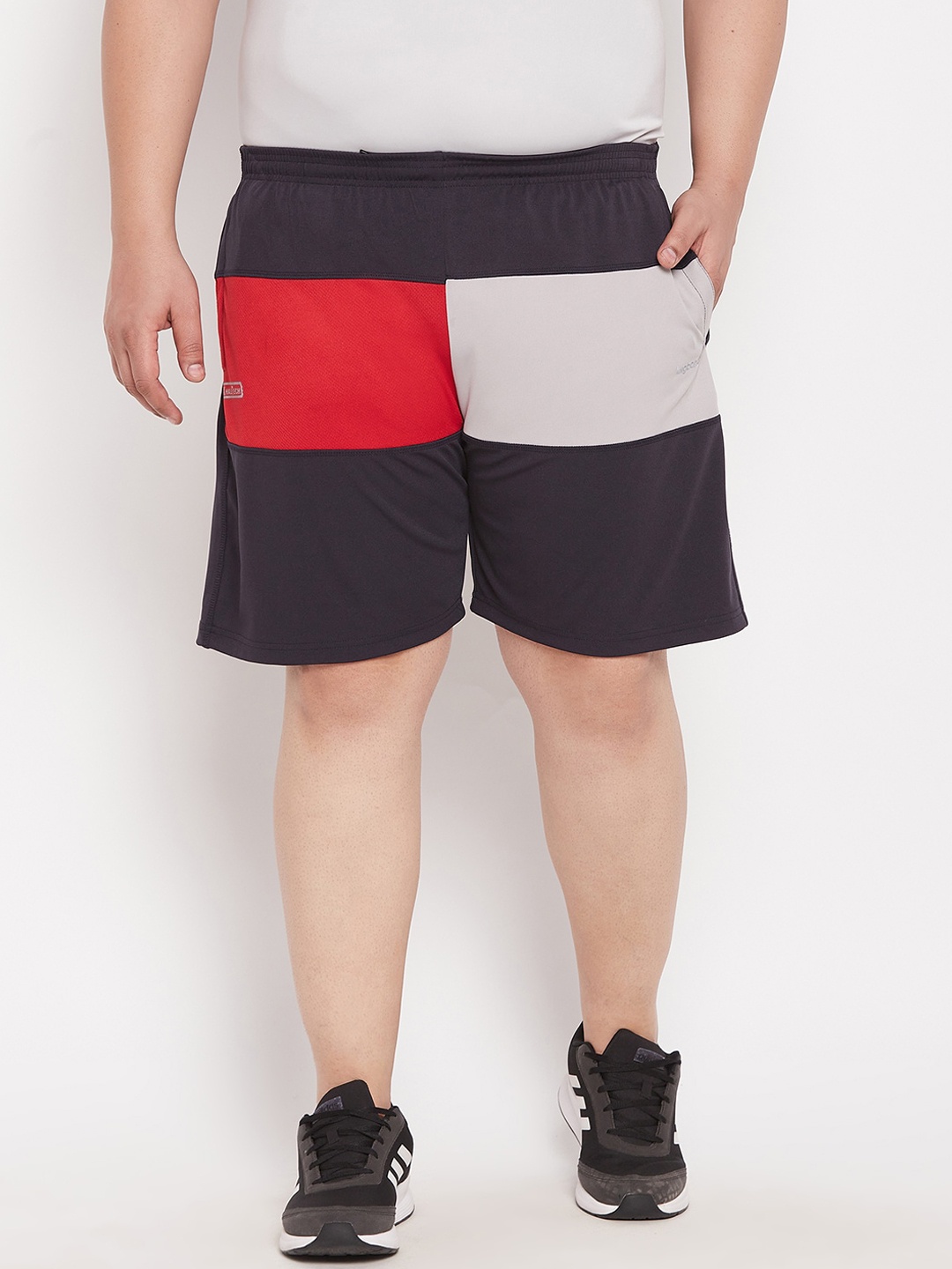 bigbanana Men Plus Size Multicoloured Colourblocked Sports Shorts, Multi