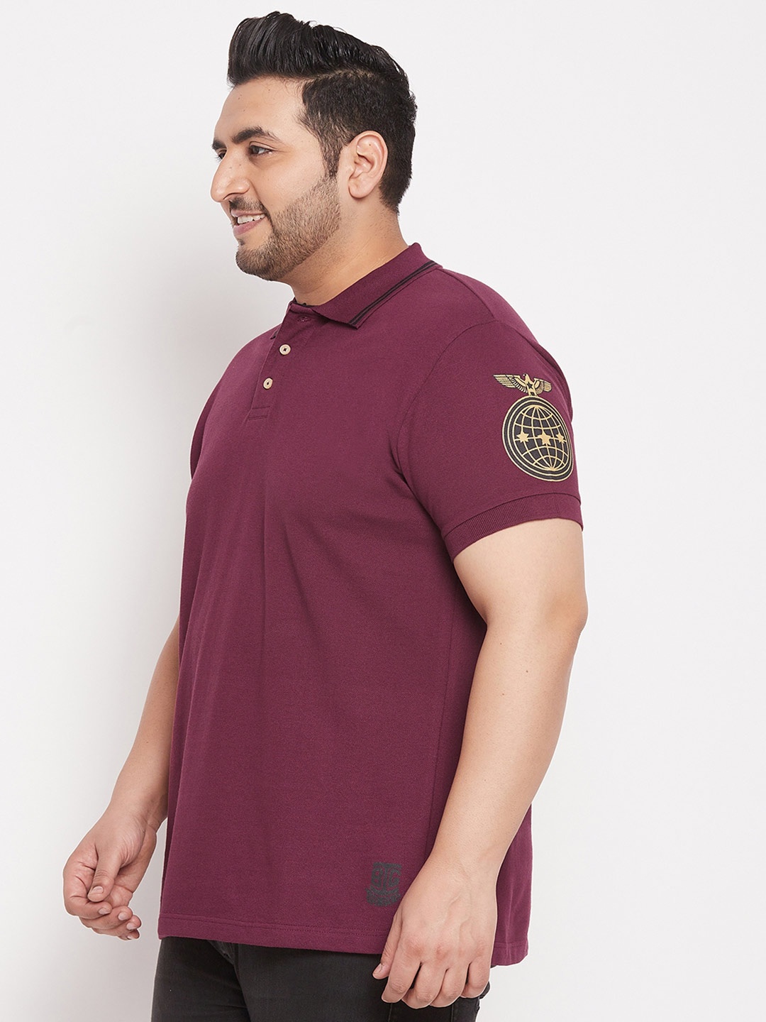 

bigbanana Men Plus Size Maroon Polo Collar T-shirt