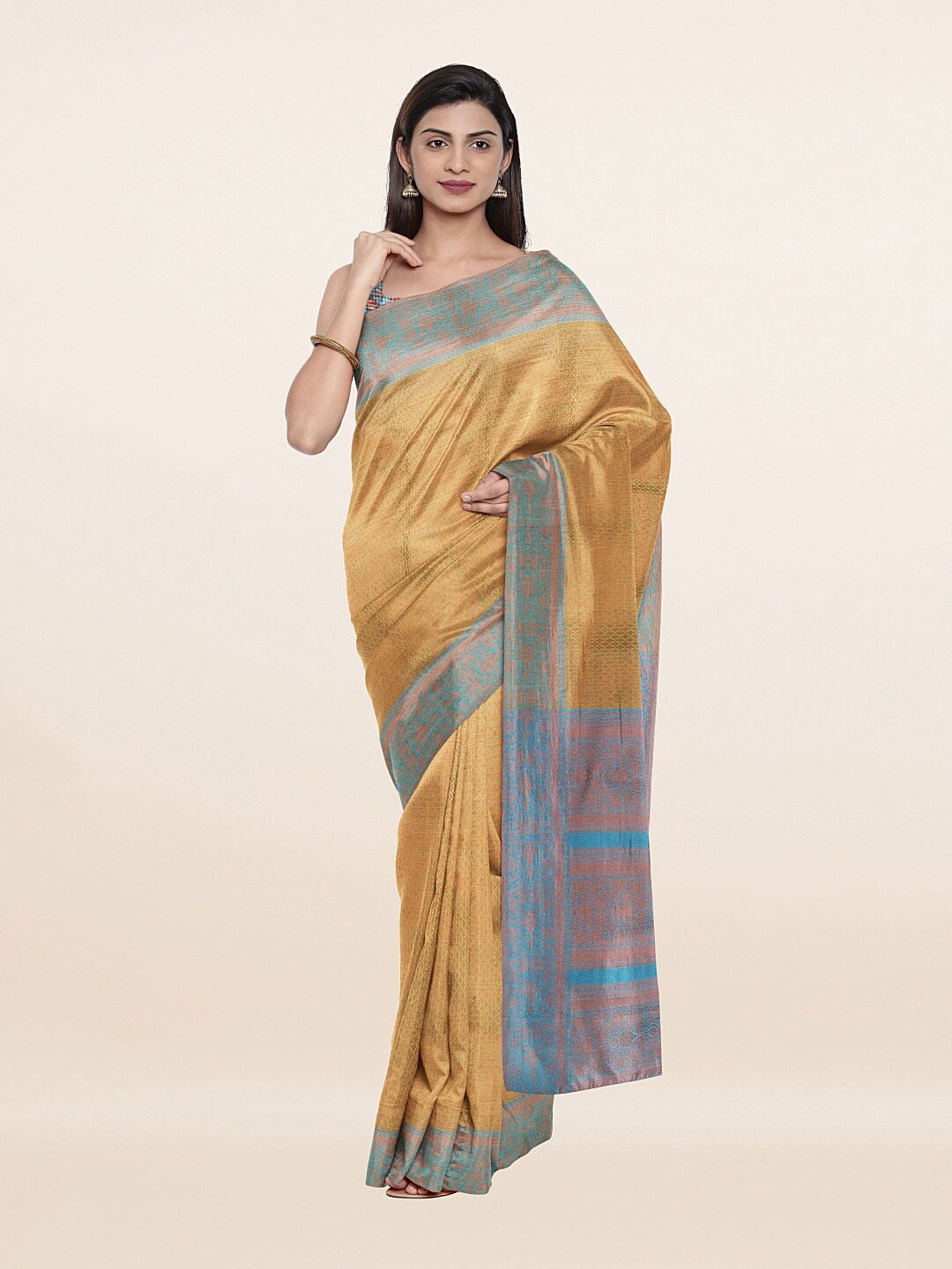 

Pothys Green & Blue Ethnic Motifs Zari Art Silk Saree