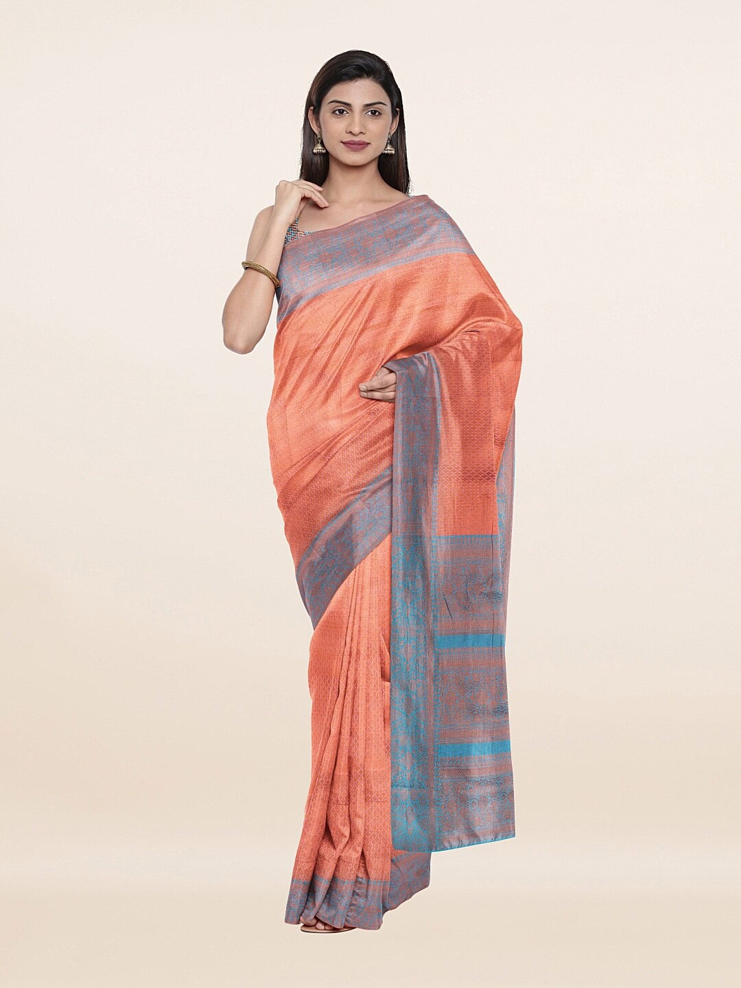 

Pothys Pink & Grey Woven Design Zari Art Silk Saree