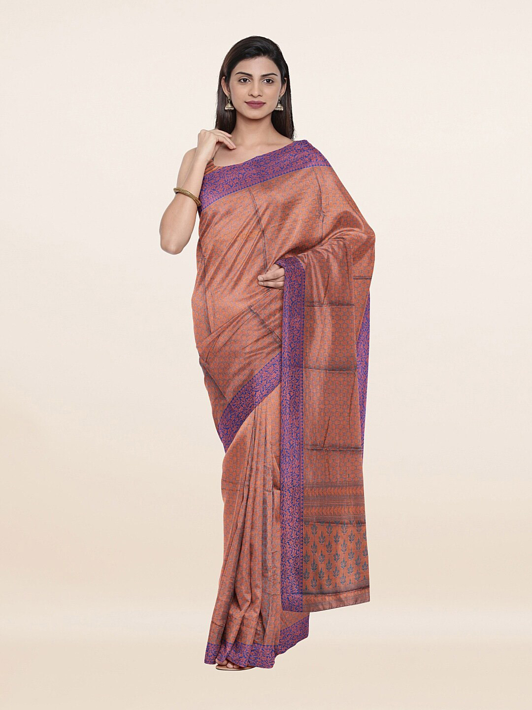 

Pothys Grey & Purple Ethnic Motifs Zari Art Silk Saree