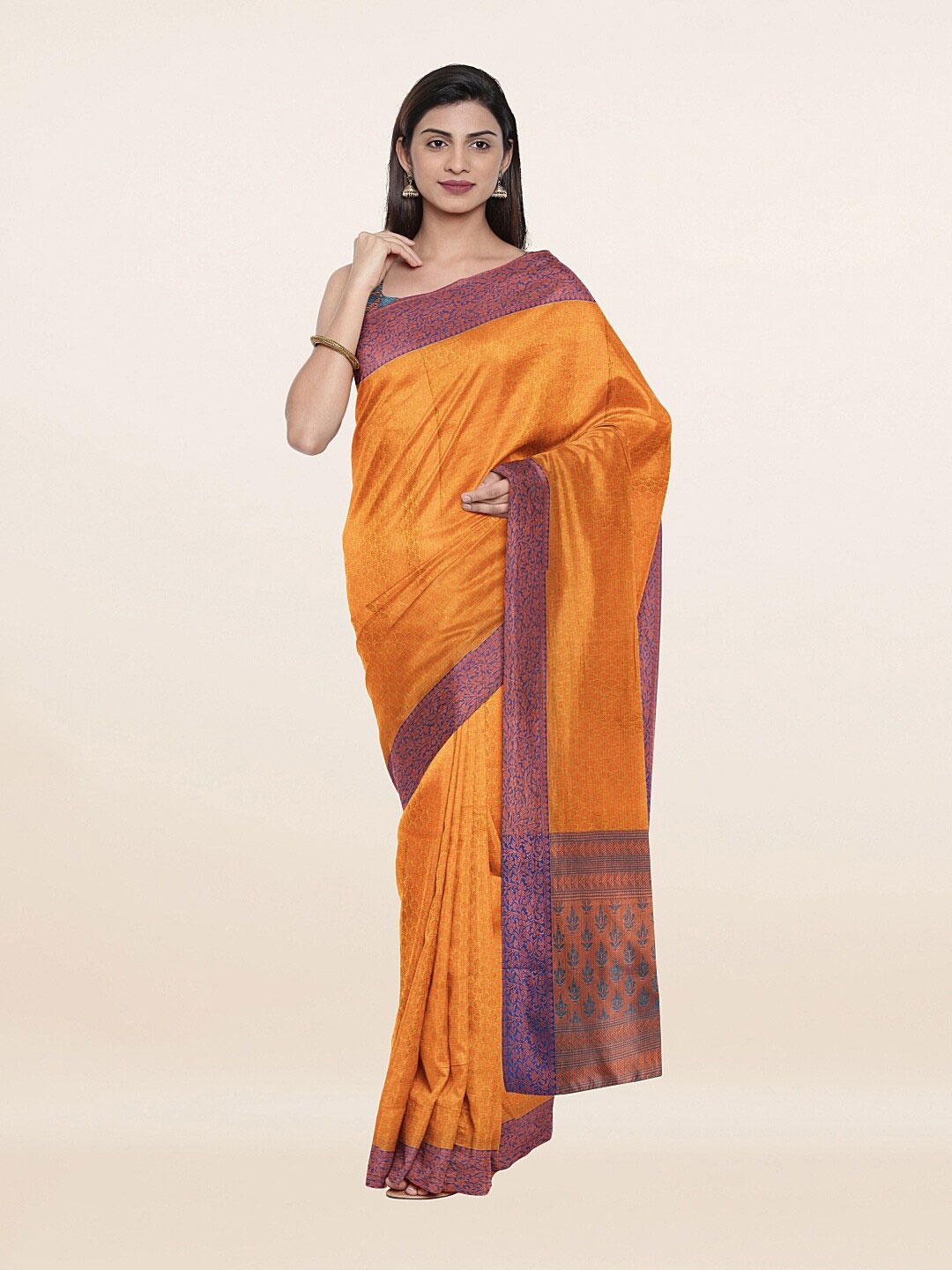 

Pothys Orange & Purple Woven Design Zari Art Silk Saree