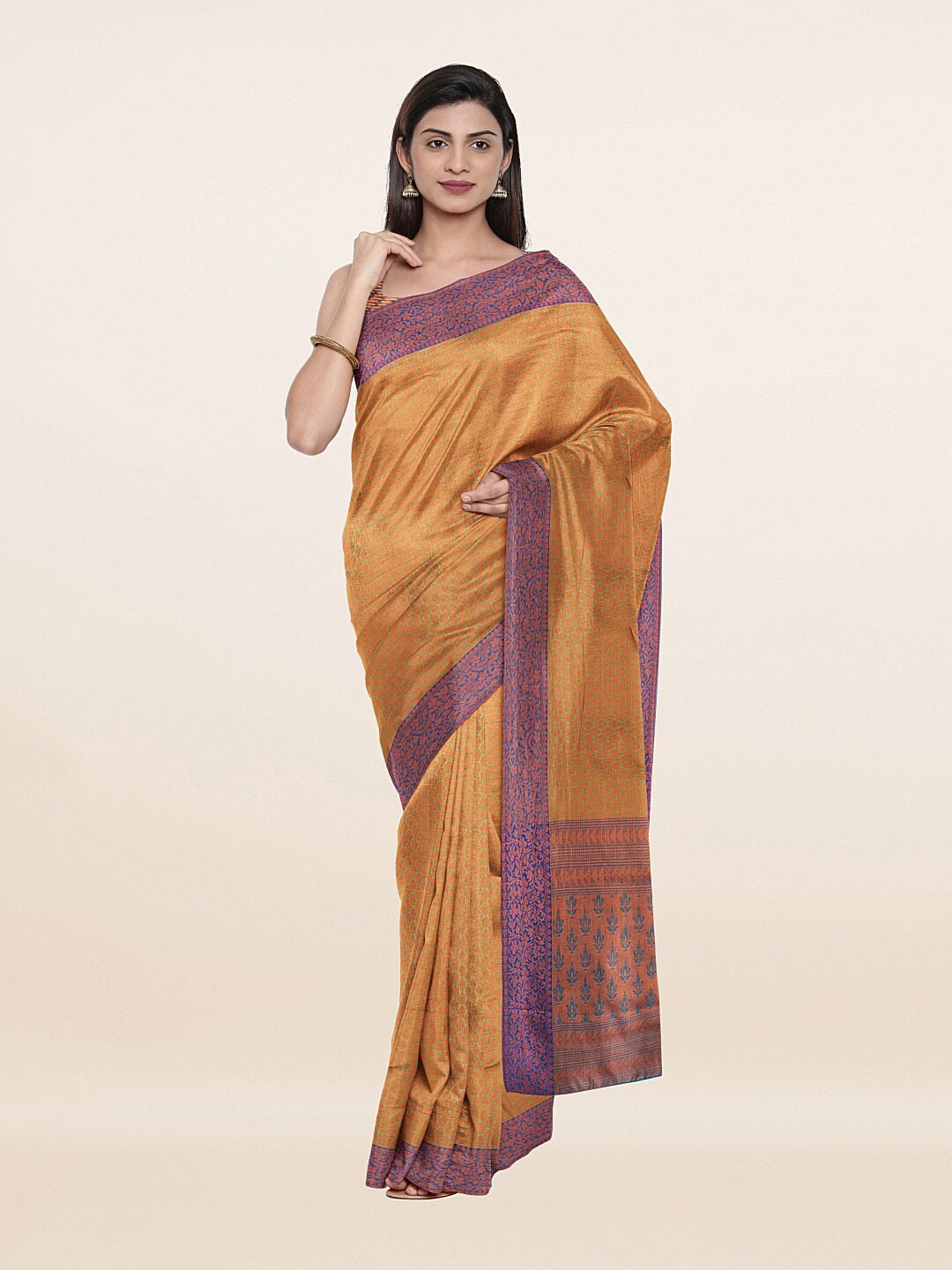 

Pothys Green & Purple Ethnic Motifs Art Silk Saree