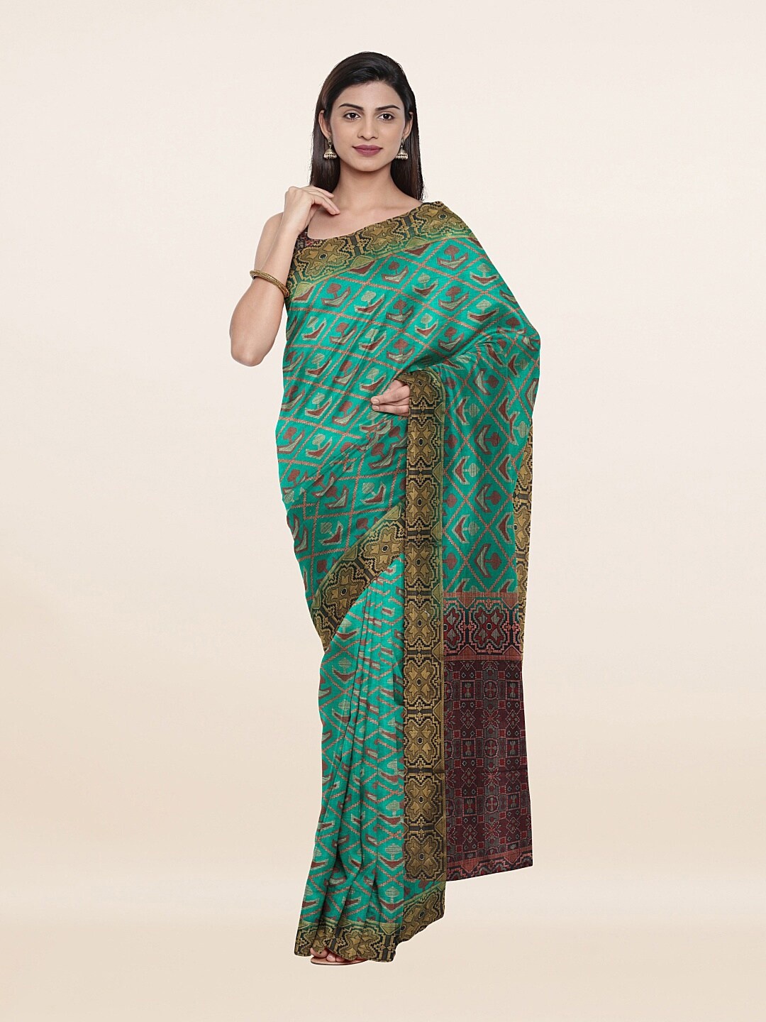 

Pothys Green & Brown Art Silk Saree