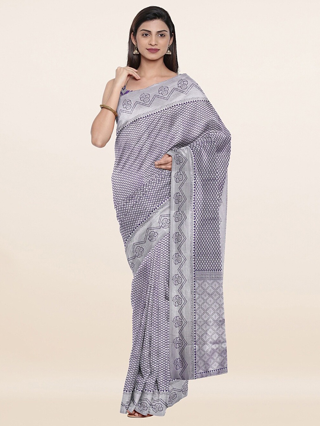 

Pothys Violet & Silver Woven Design Art Silk Saree