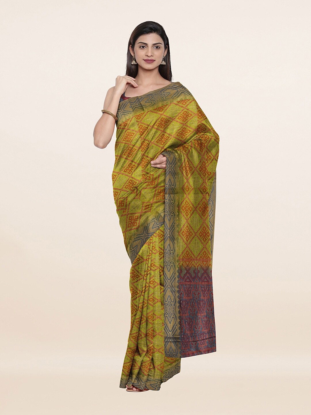 

Pothys Green & Red Art Silk Saree
