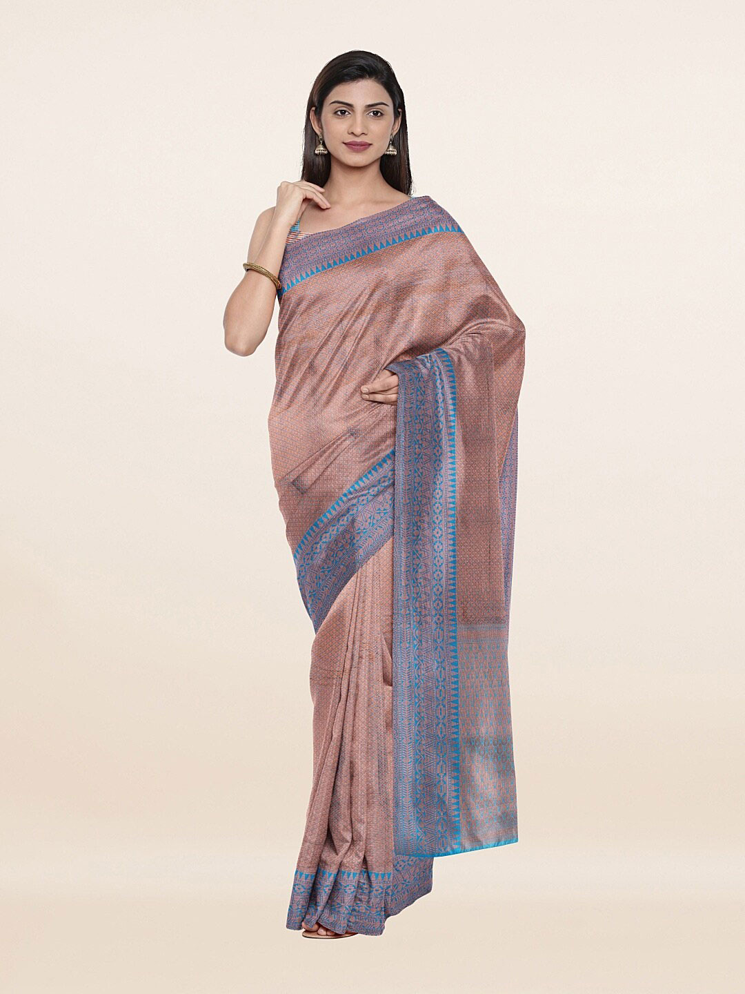 

Pothys Blue & Grey Ethnic Motifs Art Silk Saree