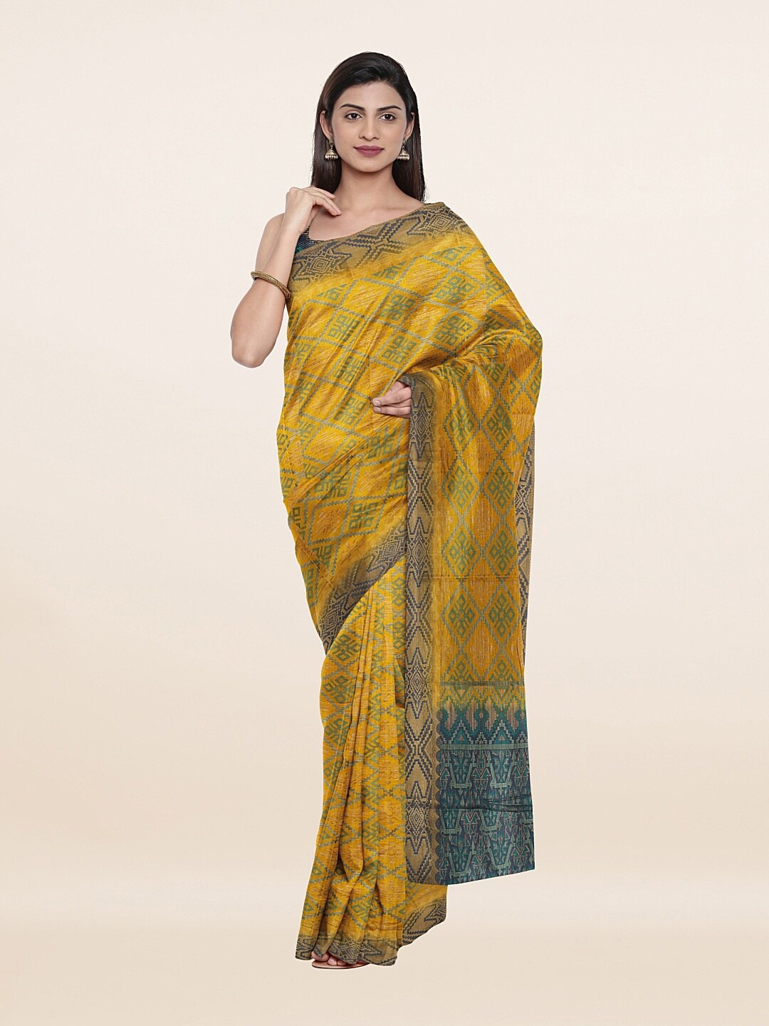 

Pothys Yellow & Green Woven Design Art Silk Saree