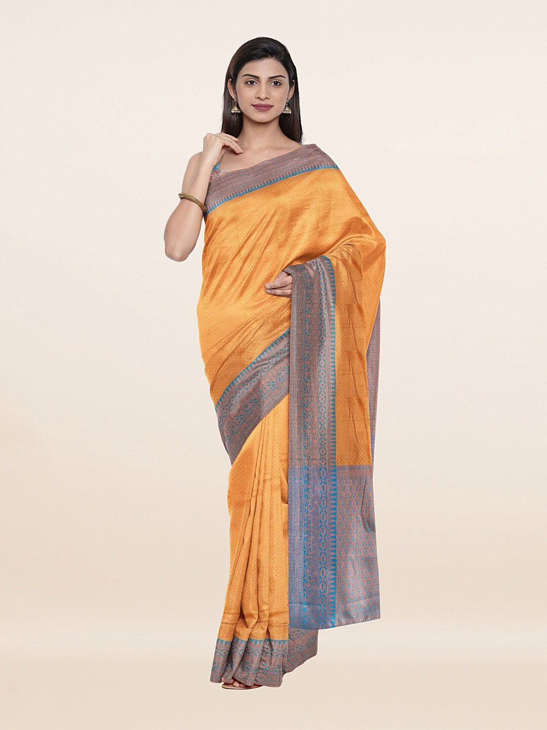 

Pothys Yellow & Grey Woven Design Zari Art Silk Saree