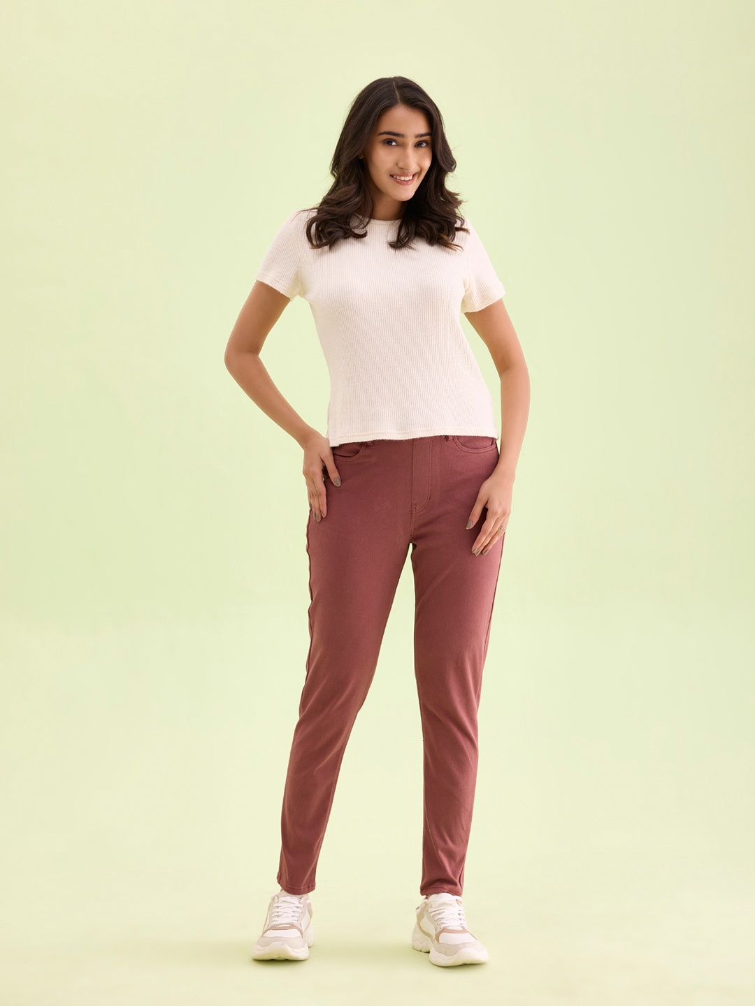

Go Colors Women Rust-Brown Solid Slim-Fit Denim Jeggings