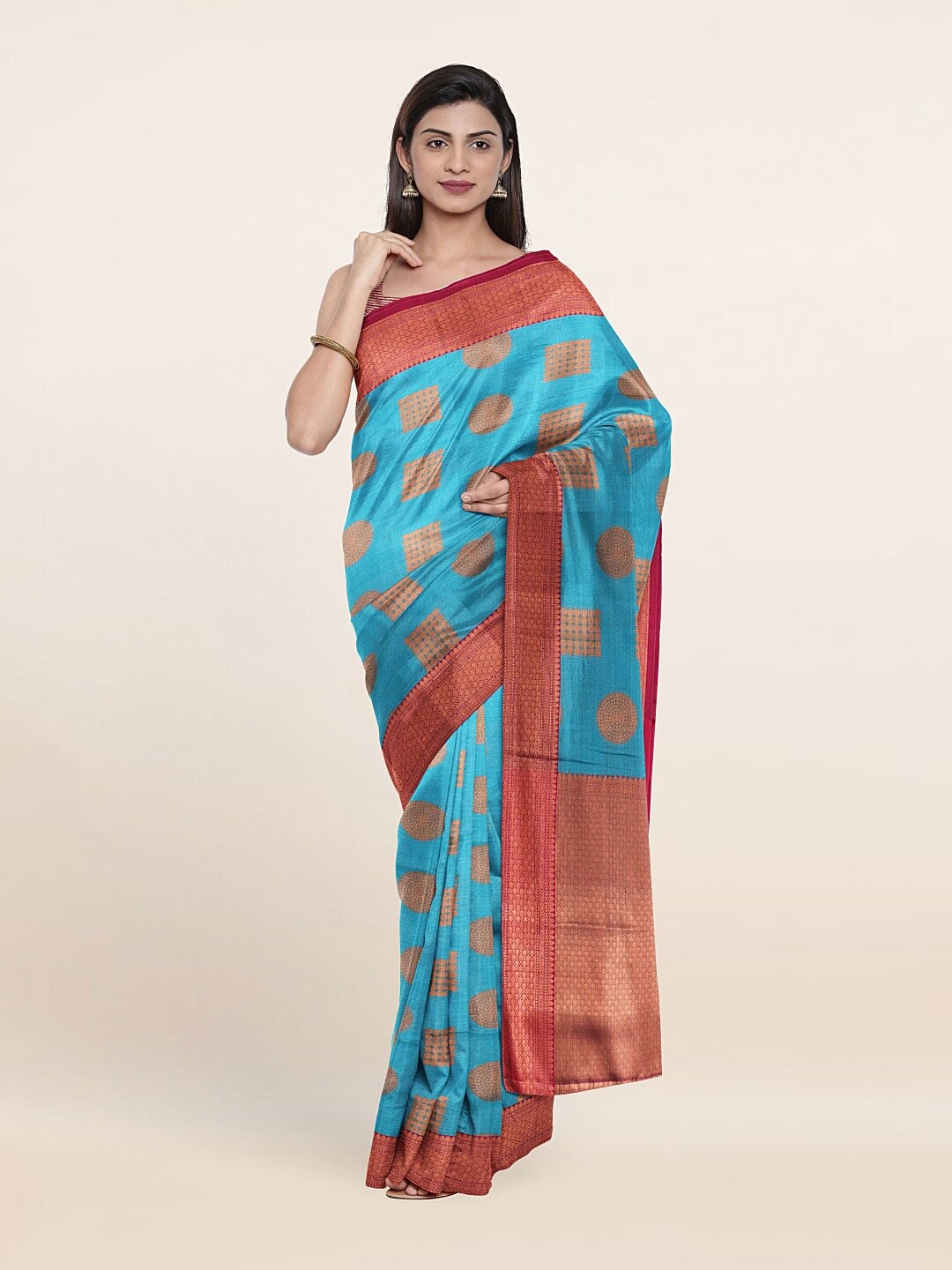 

Pothys Blue & Red Woven Design Saree