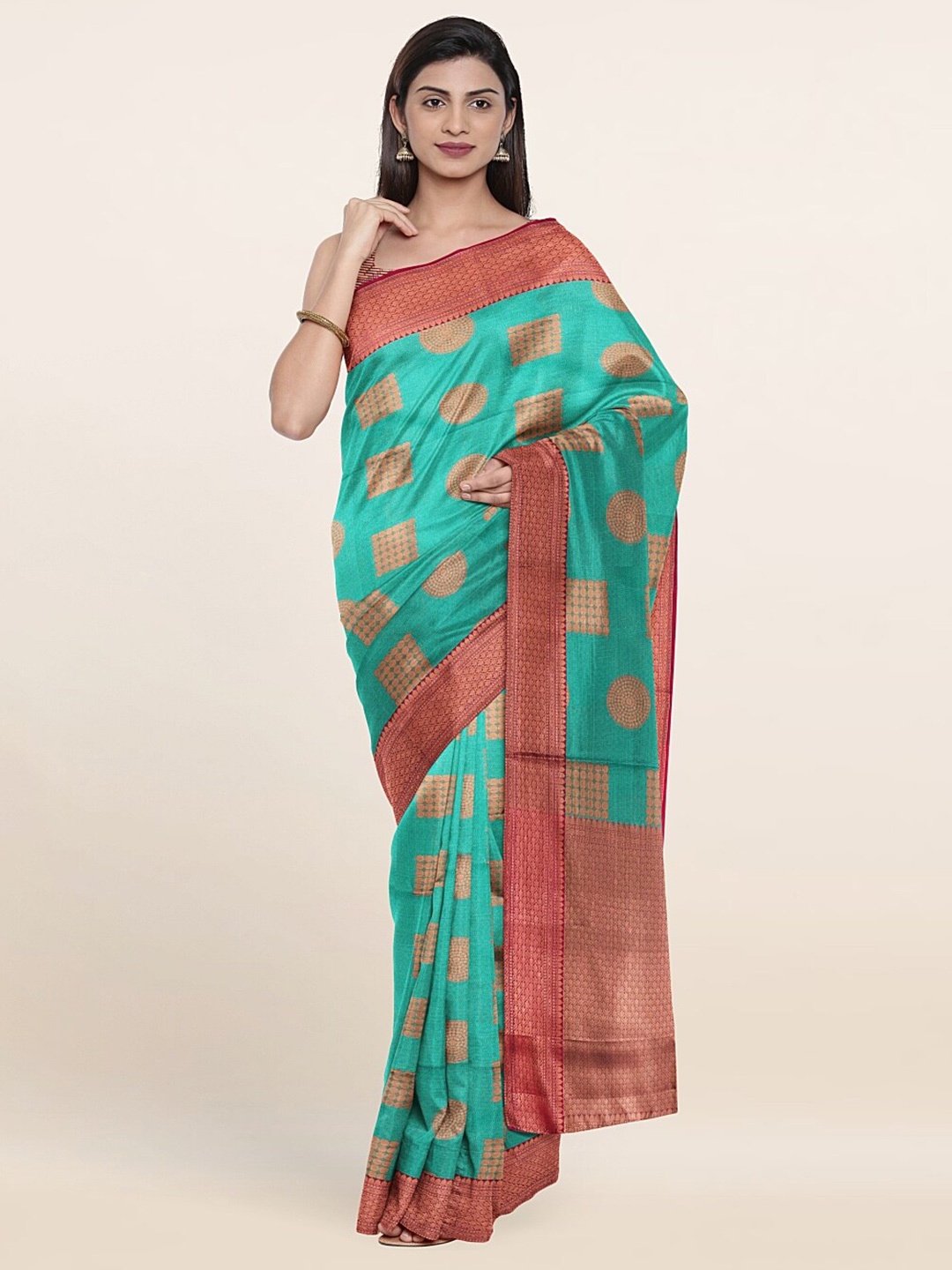 

Pothys Green & Maroon Woven Design Saree
