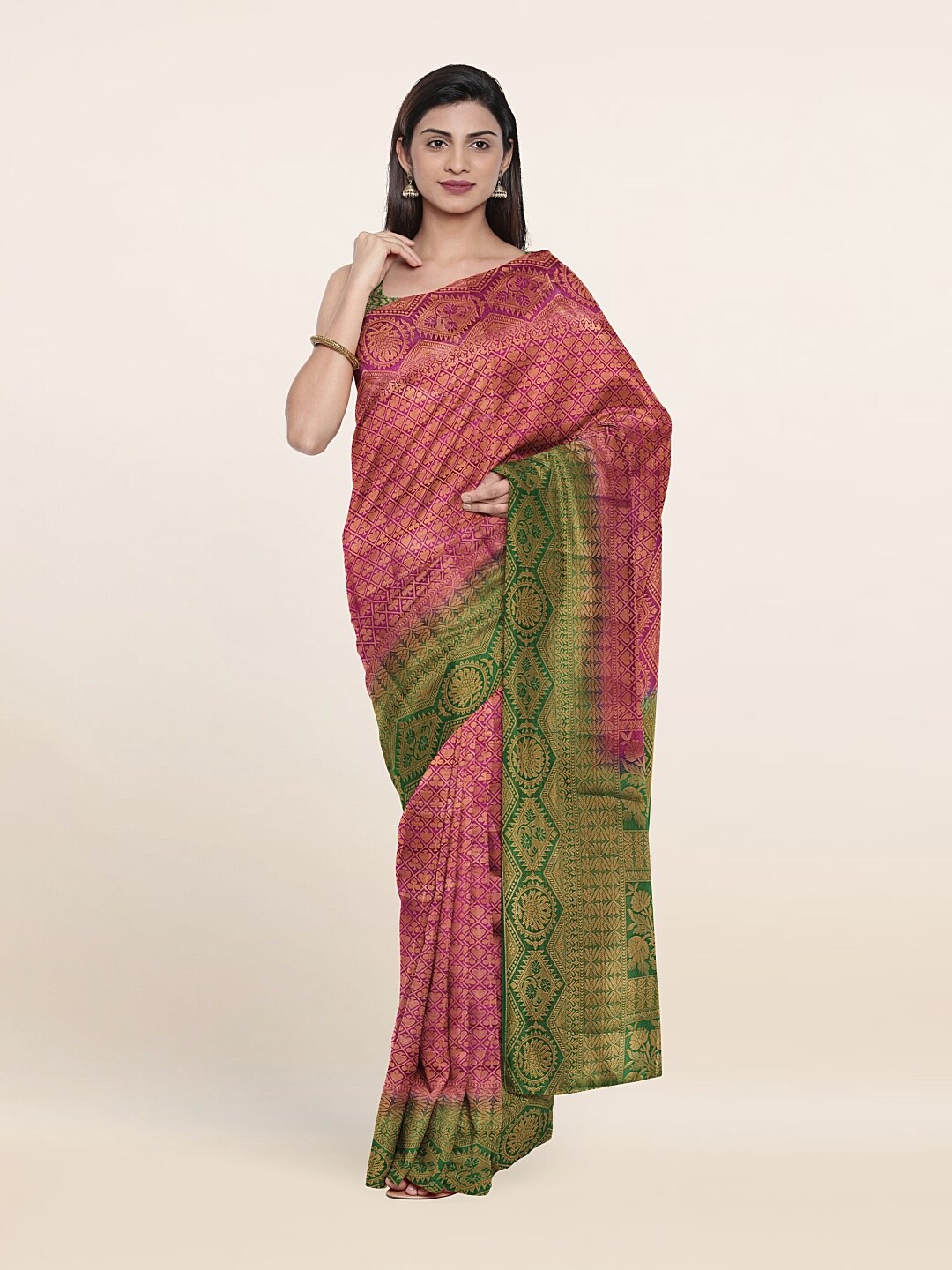 

Pothys Purple & Green Ethnic Motifs Art Silk Saree