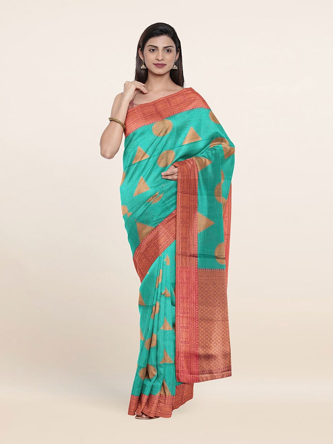 

Pothys Green & Magenta Woven Design Zari Saree