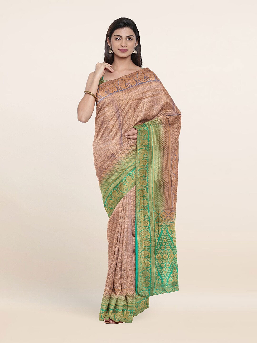 

Pothys Grey & Green Woven Design Zari Art Silk Saree