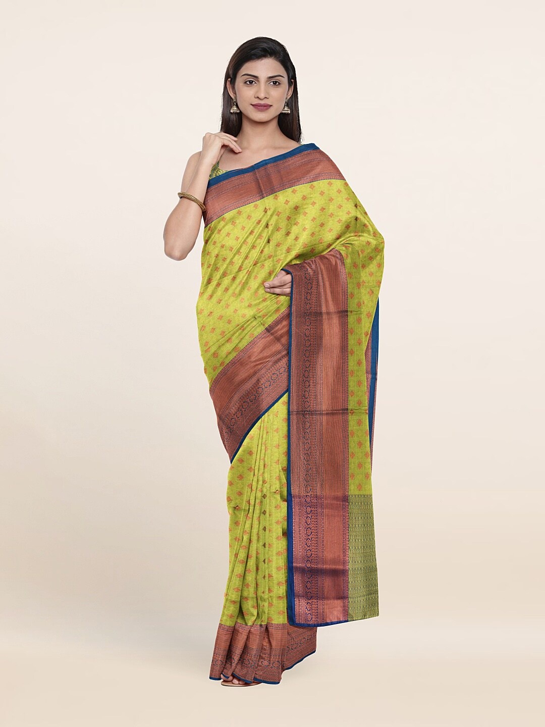 

Pothys Green & Blue Ethnic Motifs Saree