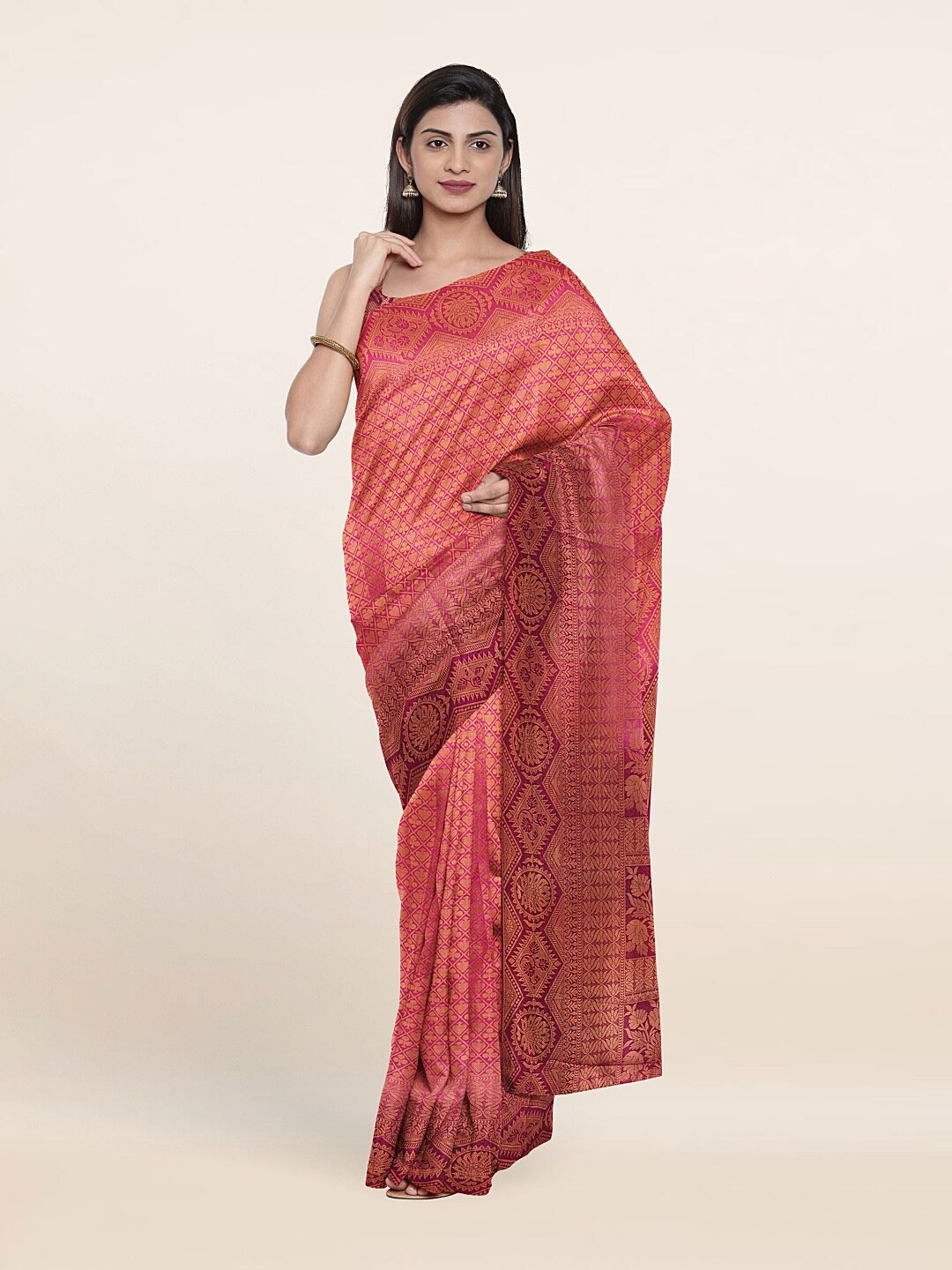 

Pothys Pink & Maroon Woven Design Zari Art Silk Saree