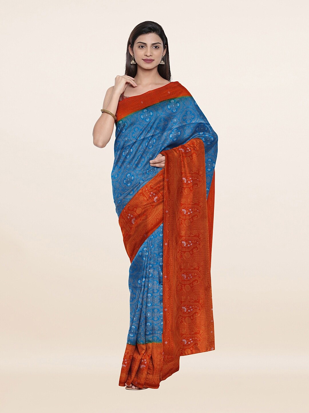

Pothys Blue & Red Woven Design Art Silk Saree