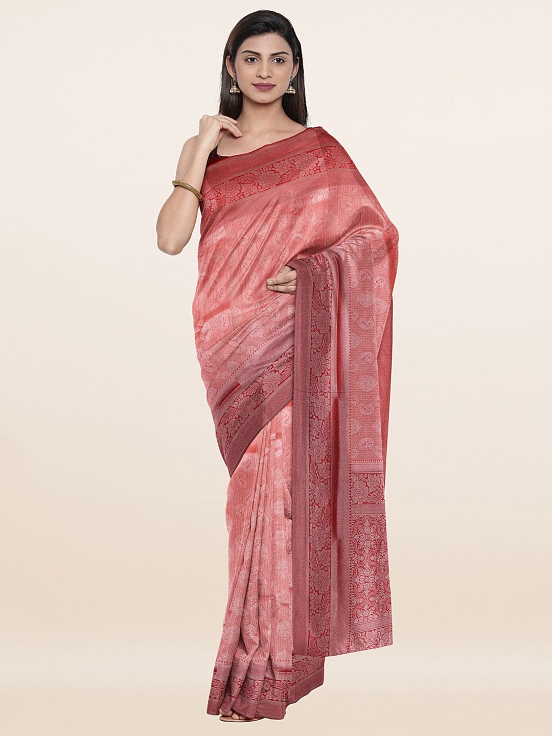 

Pothys Pink & Maroon Woven Design Art Silk Saree