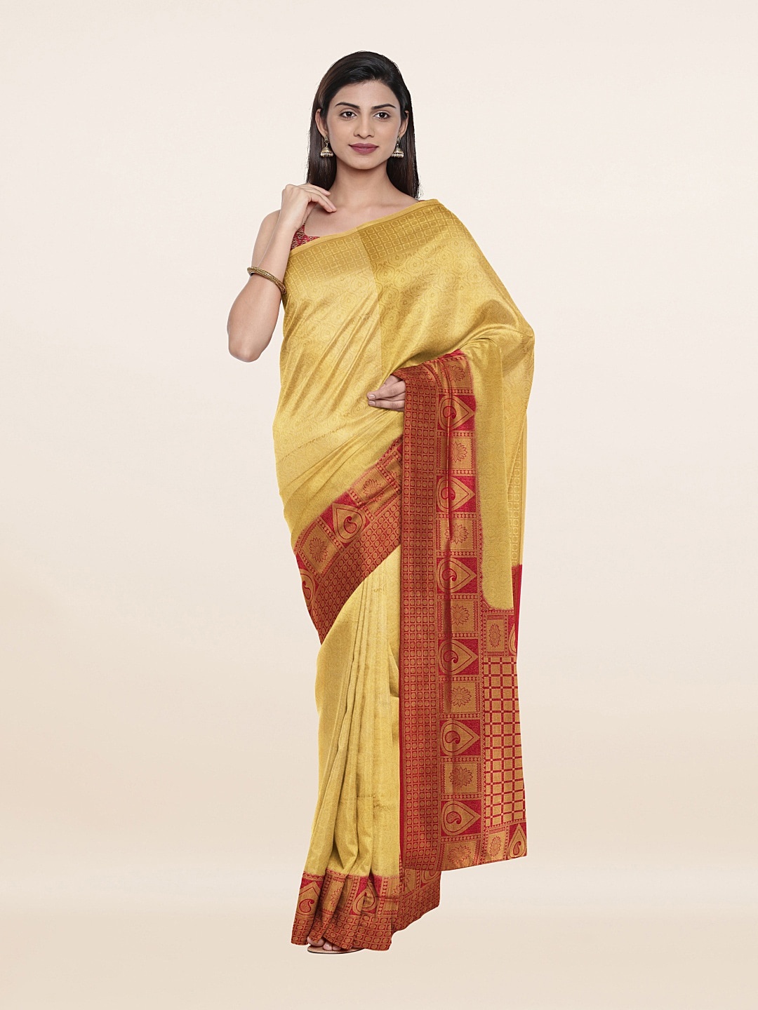 

Pothys Yellow & Red Woven Design Art Silk Saree
