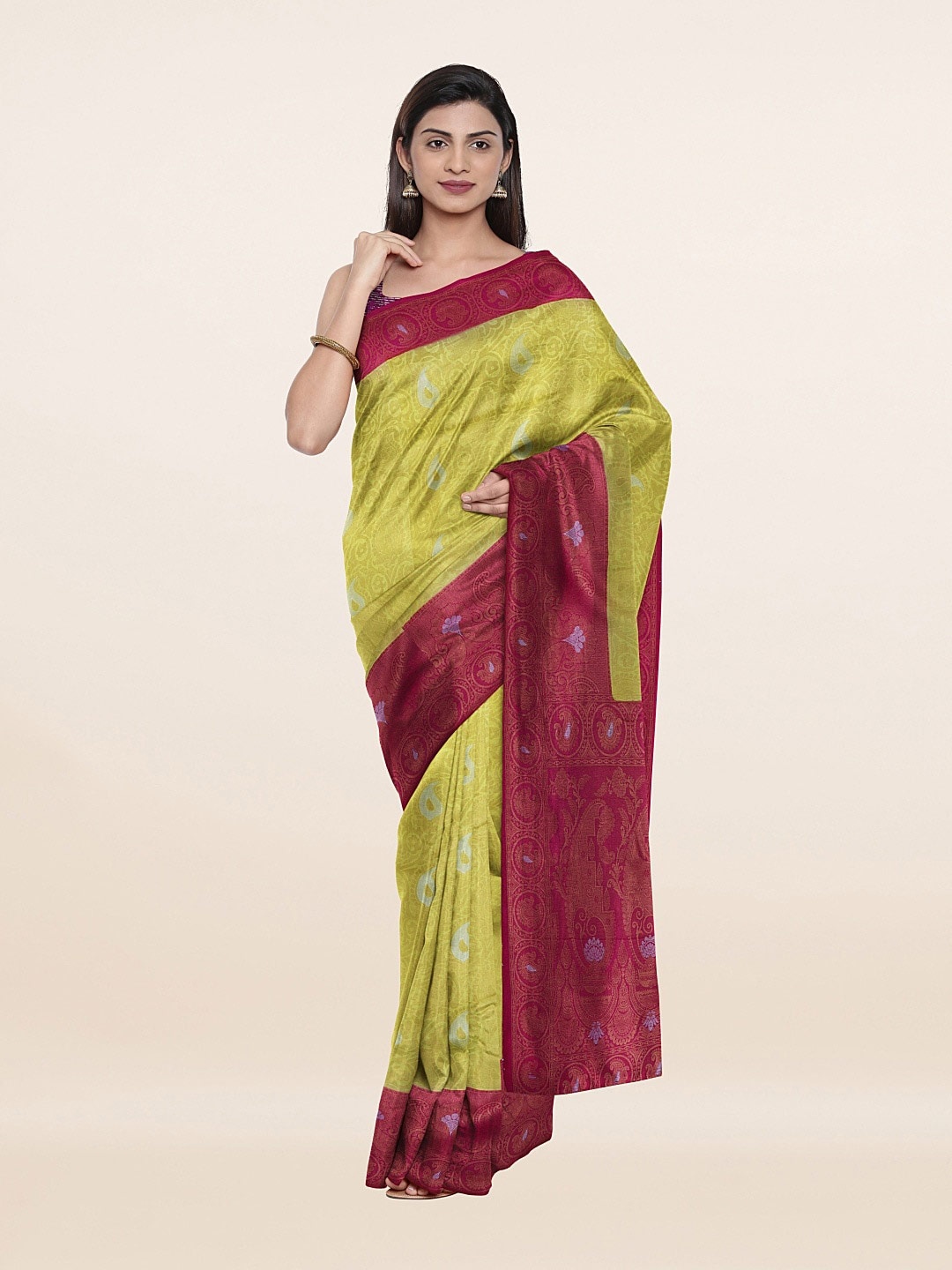 

Pothys Yellow & Red Woven Design Art Silk Saree