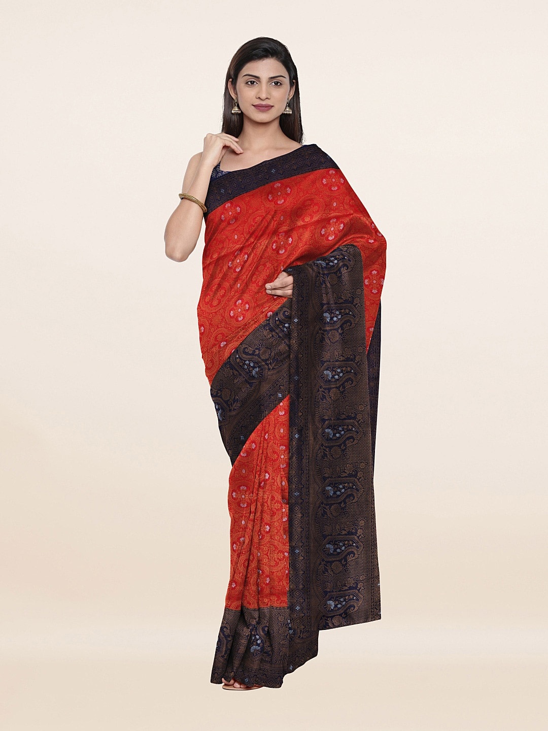 

Pothys Red & Black Woven Design Art Silk Saree