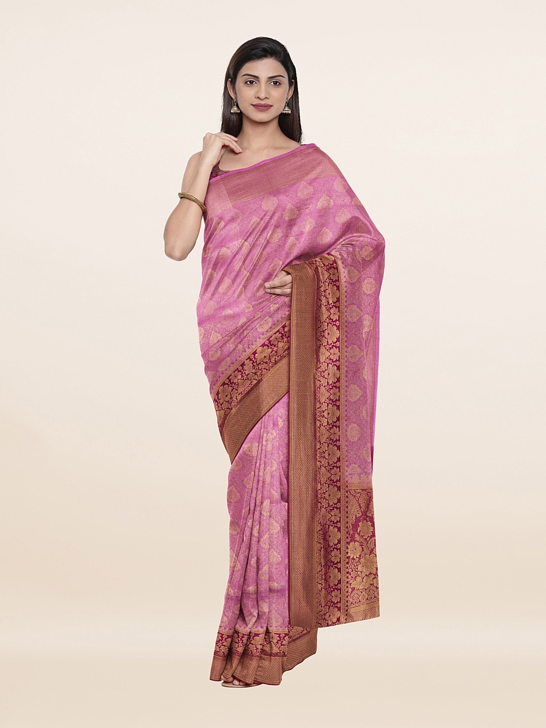 

Pothys Lavender & Maroon Woven Design Art Silk Saree
