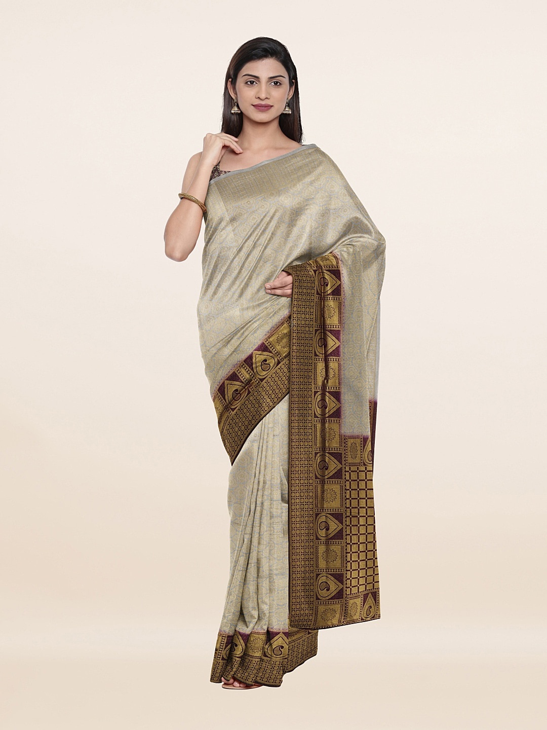 

Pothys Grey & Maroon Woven Design Art Silk Saree