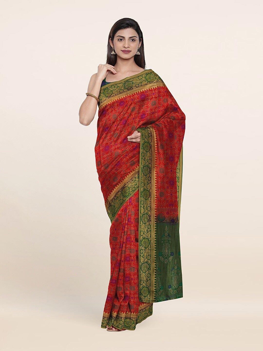 

Pothys Red & Green Woven Design Art Silk Saree